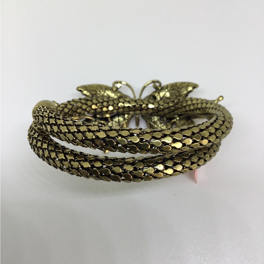 Butterfly Statement Bracelet with Red Rhinestones on Gold-tone Mesh Cuff NWT - Picture 6 of 6